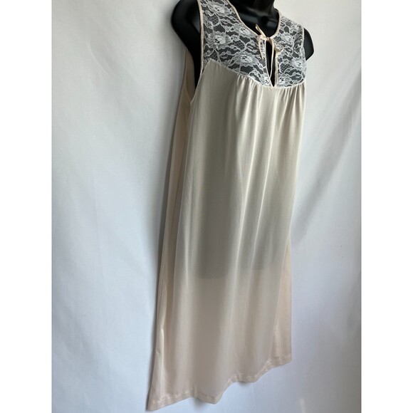 Vintage Carriage Court Nightgown Chemise Slip M Cream Lace Trim Retro Satin - Picture 4 of 8